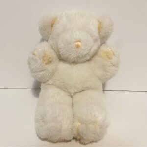 Gund Baby Teddy Bear 1979 Rattle White Stuffed Animal Plush Lovey Sleepy Eyes